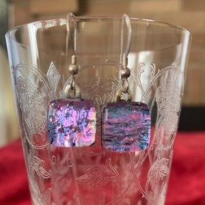Pink iridescent drop earrings